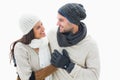 Attractive young couple in warm clothes Royalty Free Stock Photo