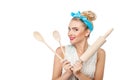 Attractive young girl is preparing to cook Royalty Free Stock Photo