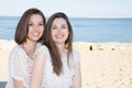 Young lgbt girls Couple lesbian on dunes Beach