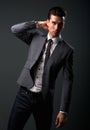 Attractive young male fashion model in suit jacket and tie Royalty Free Stock Photo