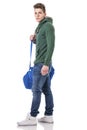 Attractive young man with bag on shoulder strap