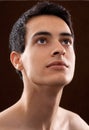 Attractive Young Man Looking Upward Intently Royalty Free Stock Photo