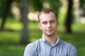 Attractive young man outdoor portrait Royalty Free Stock Photo