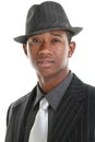 Attractive Young Man In Pinstripe Suit and Hat Royalty Free Stock Photo