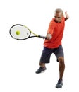 Attractive young man playing tennis portrait