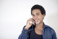 Attractive young man talking on a cell phone Royalty Free Stock Photo