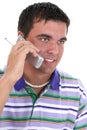 Attractive Young Man Talking On Cellphone Smiling Royalty Free Stock Photo