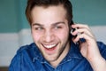 Attractive young man talking on phone Royalty Free Stock Photo