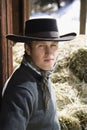 Attractive Young Man Wearing a Black Cowboy Hat Royalty Free Stock Photo