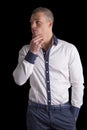 Attractive young man white shirt and blue pants Royalty Free Stock Photo