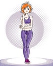 Attractive young red-haired sportswoman adult standing. Vector i Royalty Free Stock Photo