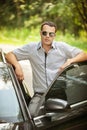 Attractive young serious man car Royalty Free Stock Photo