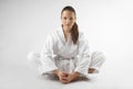 Attractive young women in a karate pose Royalty Free Stock Photo