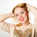 Attractive young woman with blond hair and red lips Royalty Free Stock Photo