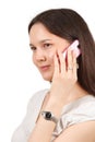 Attractive young woman calling by cellular phone Royalty Free Stock Photo