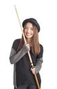 Attractive young woman holding billiard cue Royalty Free Stock Photo