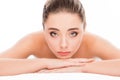 Attractive young woman lying in spa salon and relaxing Royalty Free Stock Photo