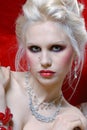 Attractive young woman in Moulin Rouge style Royalty Free Stock Photo