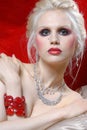 Attractive young woman in Moulin Rouge style Royalty Free Stock Photo