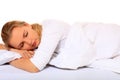 Attractive young woman sleeping bed Royalty Free Stock Photo