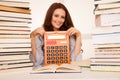 Attractive young woman student studi math Royalty Free Stock Photo