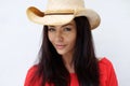 Attractive young woman wearing cowboy hat Royalty Free Stock Photo