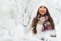 Attractive young woman in wintertime outdoor Royalty Free Stock Photo