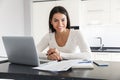 Attractive young woman working with laptop computer Royalty Free Stock Photo