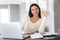 Attractive young woman working with laptop computer Royalty Free Stock Photo