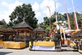 Attributes and decoration of sacred holidays in the temples of Bali Island in Indonesia