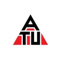 ATU triangle letter logo design with triangle shape. ATU triangle logo design monogram. ATU triangle vector logo template with red Royalty Free Stock Photo