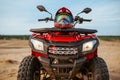 Atv in desert, closeup front view, nobody Royalty Free Stock Photo