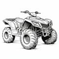 Colorable Atv Line Art On White Background In Kerem Beyit Style