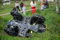The ATV lies with its wheels upside down Royalty Free Stock Photo