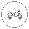 ATV motorcycle on four wheels black icon in circle outline Royalty Free Stock Photo