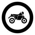 ATV motorcycle on four wheels black icon in circle vector illustration Royalty Free Stock Photo