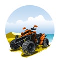 ATV quad bike on background of the beach sea shore. Royalty Free Stock Photo