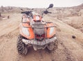 ATV Quad Bike in front of mountains landscape Royalty Free Stock Photo