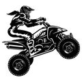 ATV Quad Bike and Sexy Girl - Extreme Dirt Bike 4x4 - Clipart, Vector Design