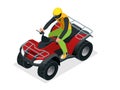 ATV rider in the action. Quad bike ATV isometric vector illustration. Motocross bike icon. Royalty Free Stock Photo