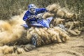 ATV rider creates a large cloud of dust and debris Royalty Free Stock Photo