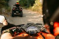 Atv riding, view through the eyes of driver Royalty Free Stock Photo