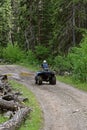 ATV on a rugged wooded trail