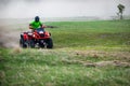 ATV, UTV, buggy, 4x4 off-road vehicle in mud and dust. Extreme, adrenalin