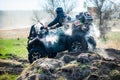 ATV and UTV offroad vehicle racing in dust. Extreme, adrenalin. 4x4 Royalty Free Stock Photo