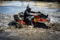 ATV and UTV offroad vehicle racing in hard track with mud splash. Extreme, adrenalin. 4x4 Royalty Free Stock Photo