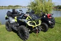 ATVs car parked lakeside