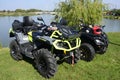 ATVs car parked lakeside