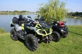 ATVs car parked lakeside