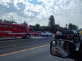 Overturned Truck on 5 Freeway in Los Angeles Truck swerved to avoid stopped vehicle and overturned